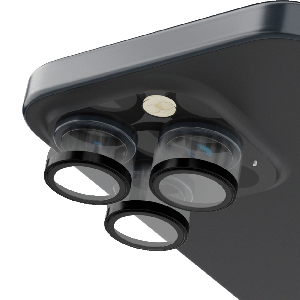 واقي عدسة الكاميرا Levelo Lucent Trio 9H ذو الصلابة لهاتف iPhone 15 Pro/15 Pro Max