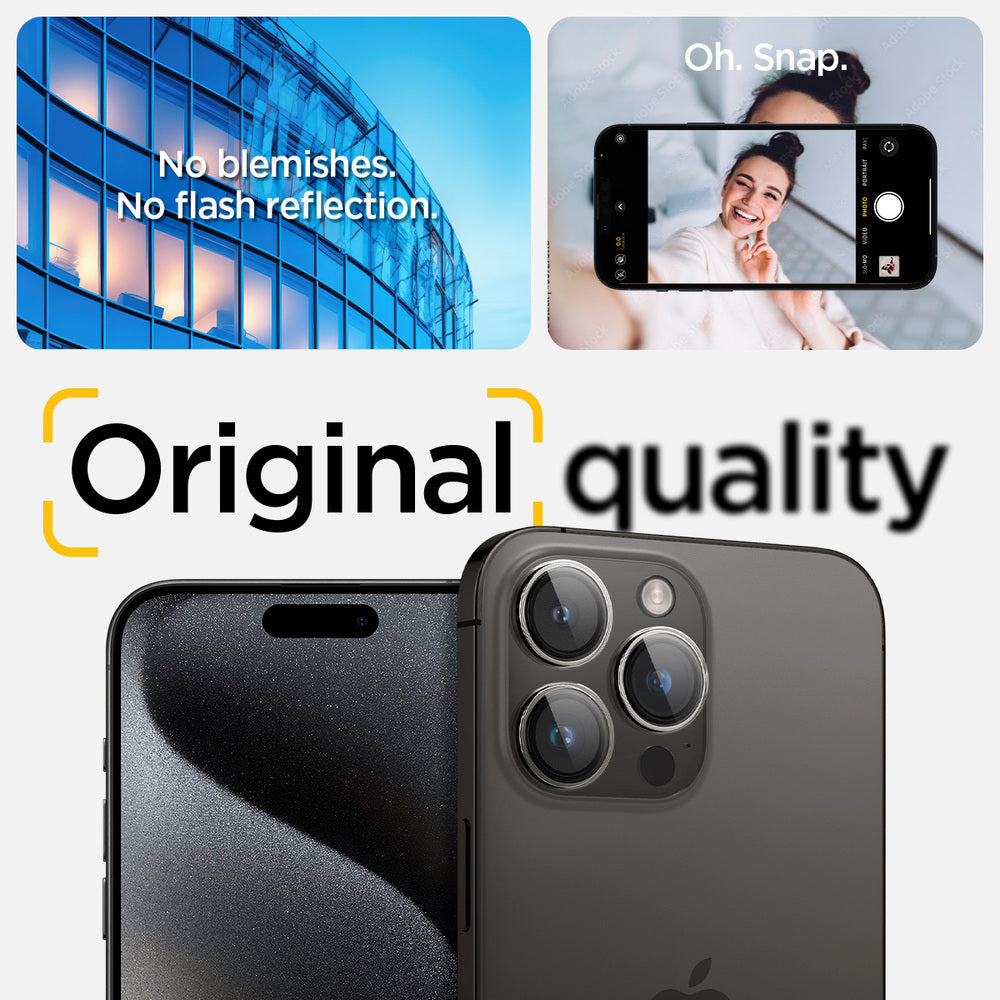 Spigen Protector de pantalla para lente de cámara [GlasTR EZ Fit Optik Pro]  diseñado para iPhone 15 Pro Max/iPhone 15 Pro/iPhone 14 Pro Max/iPhone 14
