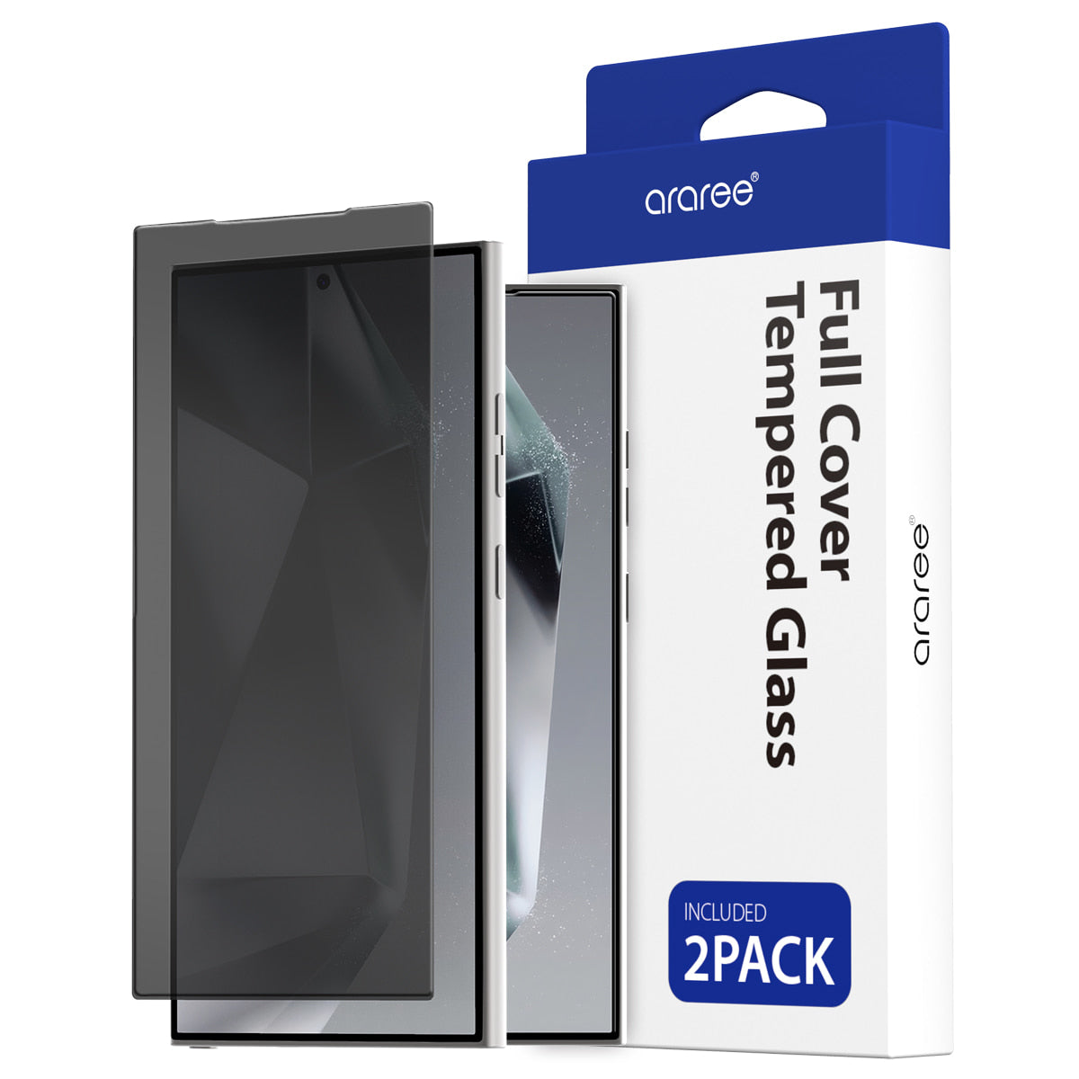araree Core Full Cover Tempered Glass Screen Protector for Samsung S24 Ultra (2-Pack) - Privacy