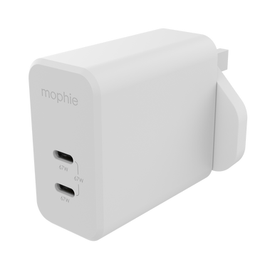 Mophie speedport 67 (شاحن حائط سريع USBC-C بمنفذين GaN بقدرة 67 وات)