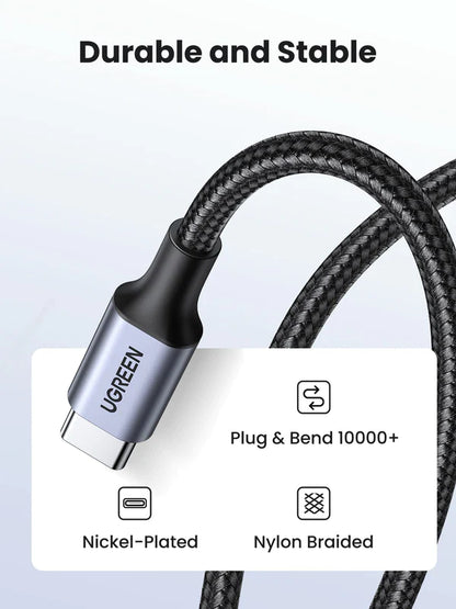 Ugreen USB-C to USB-C 60W Charger Cable (Braided) - 1m