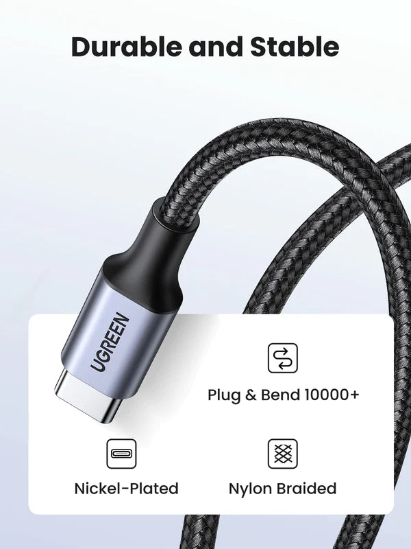 كابل شاحن Ugreen USB-C إلى USB-C 60 واط (مضفر) - 1 متر