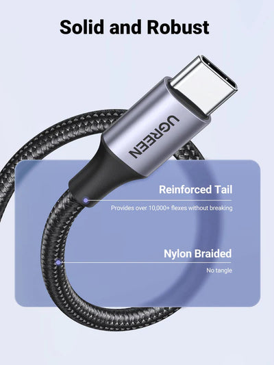 كابل Ugreen USB-A إلى USB-C (مضفر من النايلون) -1 متر