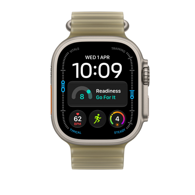 Apple Watch Ultra Ocean Band (49mm) - Translucent Kelp (Natural Titanium) - alternate view 2 