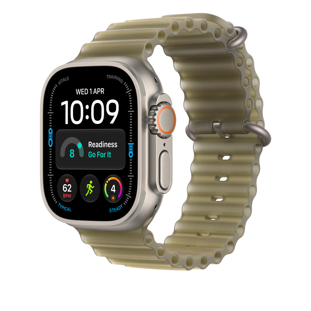 Apple Watch Ultra Ocean Band Extension (49mm) - Translucent Kelp (Natural Titanium) - alternate view 1 