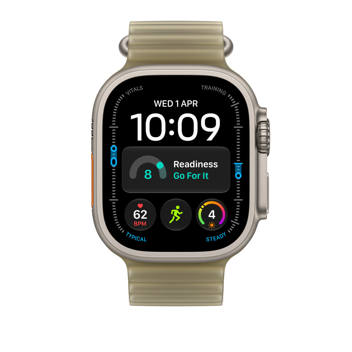 Apple Watch Ultra Ocean Band Extension (49mm) - Translucent Kelp (Natural Titanium) - alternate view 2 