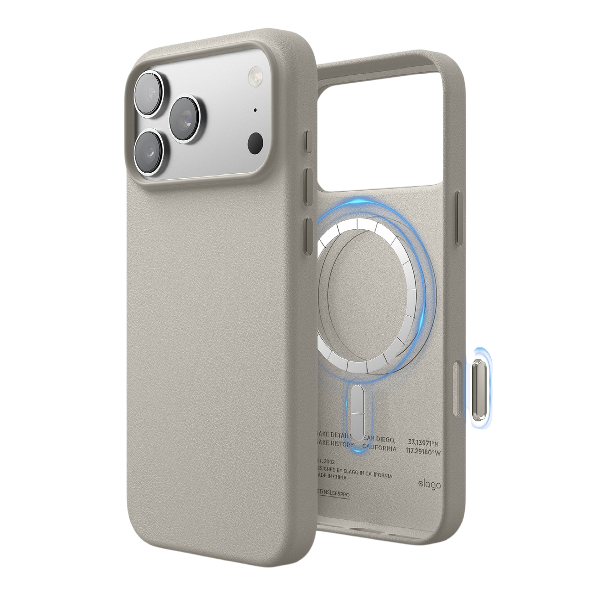 Elago MagLeather Case for iPhone 17 Pro Max / iPhone 18 Pro Max - Light Grey 