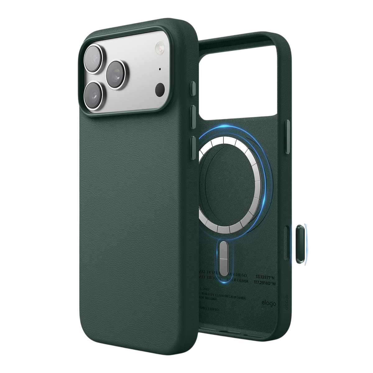 Elago MagLeather Case for iPhone 17 Pro Max / iPhone 18 Pro Max - Midnight Green 