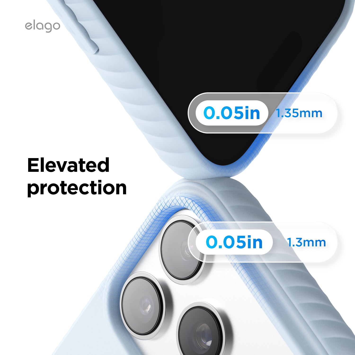 Elago MagRidge Silicone Case for iPhone 17 Pro Max / iPhone 18 Pro Max - Light Blue 