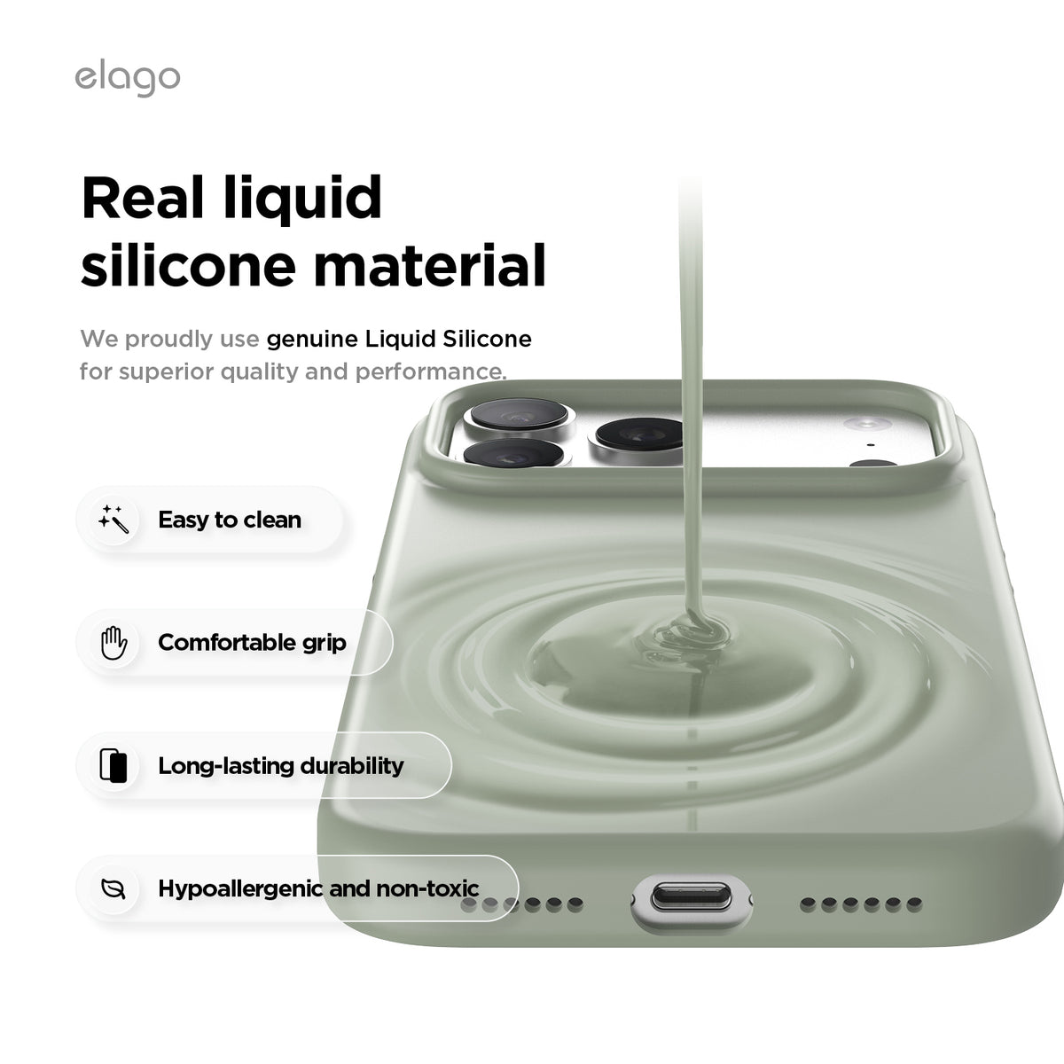 Elago Mag Silicone Case for iPhone 17 Pro Max / iPhone 18 Pro Max - Khaki Green 