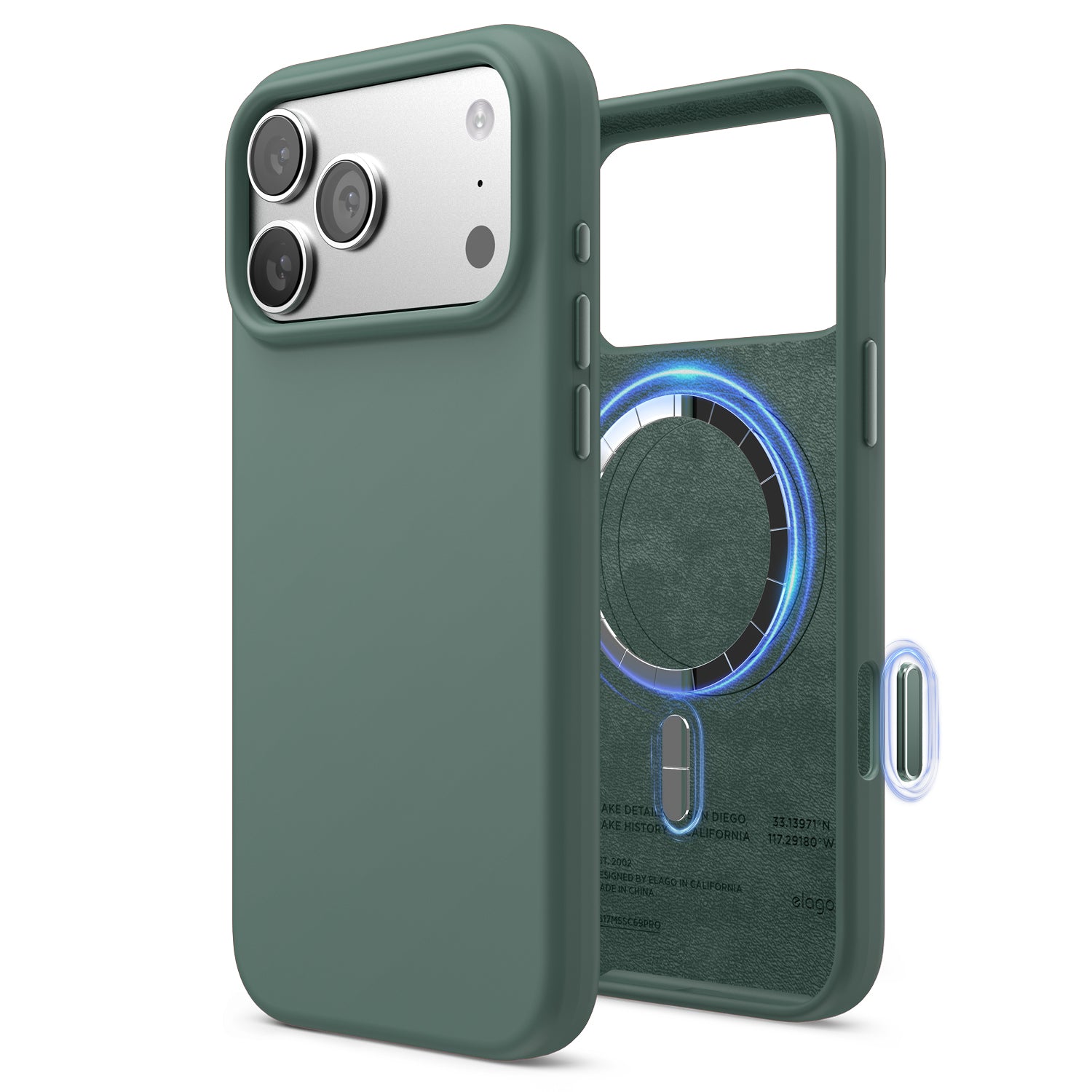 Elago Mag Silicone Case for iPhone 17 Pro Max / iPhone 18 Pro Max - Midnight Green 
