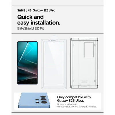 حامي شاشة Spigen EliteShield EZ Fit HD [1 عبوة] لهاتف Samsung S25 Ultra - شفاف