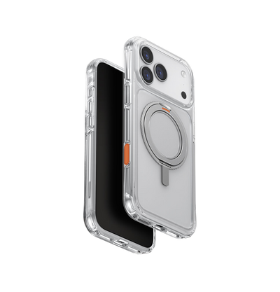 جراب Uniq Swivix الهجين الشفاف مع حامل دوّار 360° لهاتف iPhone 17 Pro Max