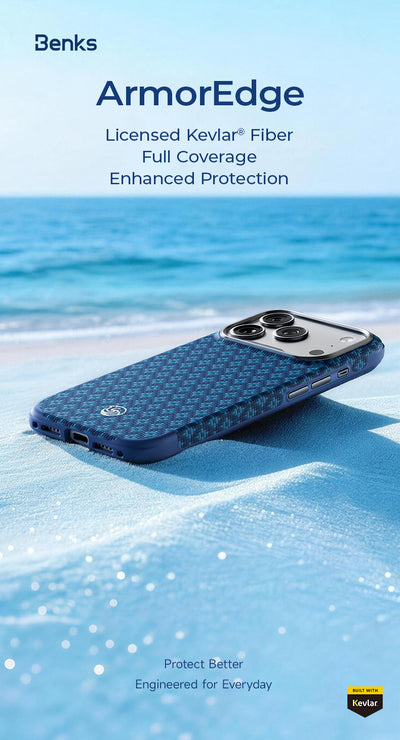 Benks ArmorGrid Edge X9 Case built with Kevlar® for iPhone 18 Pro / 18 Pro Max - Beyond Blue features 