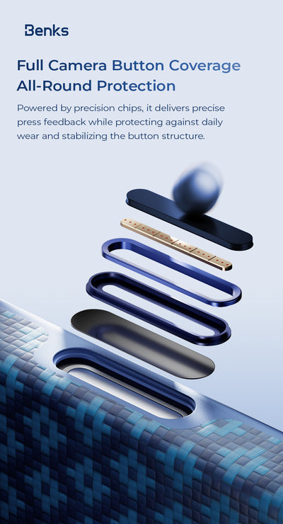 Benks ArmorGrid Edge X9 Case built with Kevlar® for iPhone 18 Pro / 18 Pro Max - Beyond Blue features 