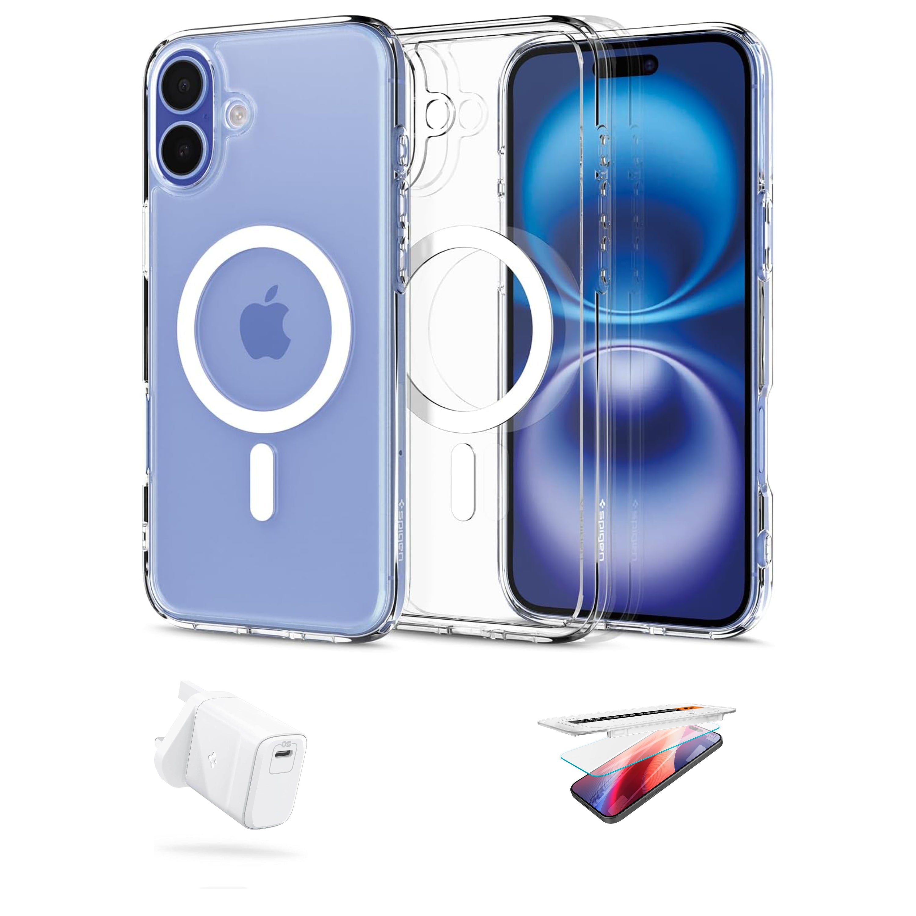 Spigen iPhone Bundle Pack (Liquid Crystal MagFit Case + Glas.tr EZ FIT