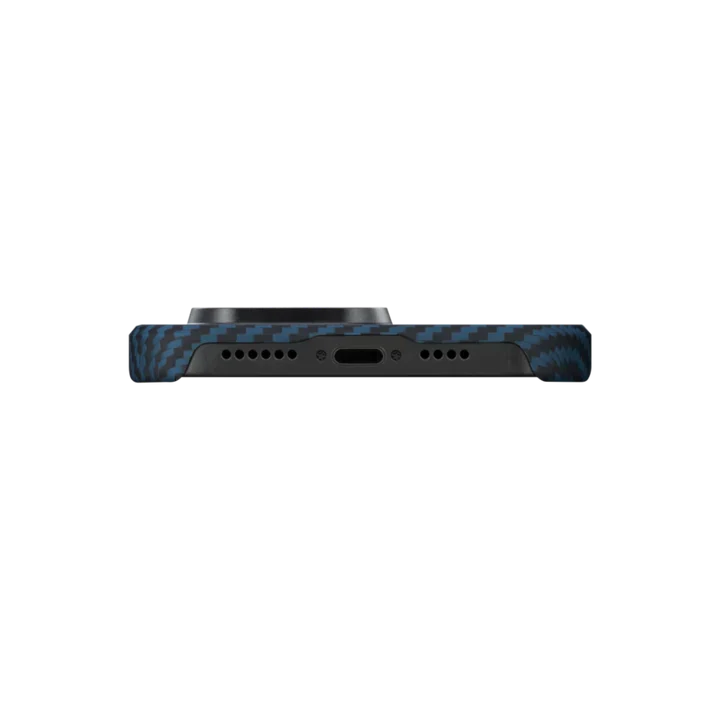 Pitaka iPhone 15 Pro MagEZ Case 4 - 1500D أسود/أزرق (نسيج قطني طويل)