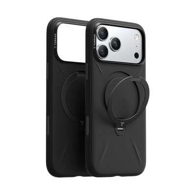 TORRAS Ostand Spin Silicone MagSafe Case for iPhone 17 Pro & Pro Max - Obsidian Black 