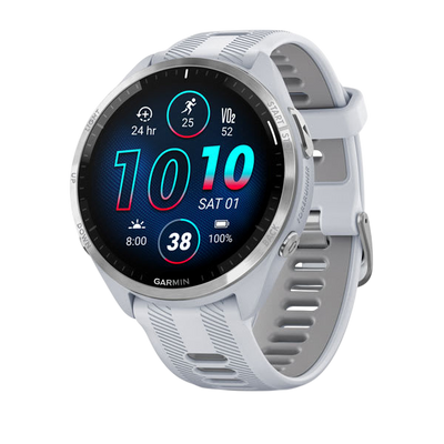 Garmin Forerunner 965 Premium GPS Running Smartwatch - Carbon Gray DLC Titanium Bezel with Black Case - White 