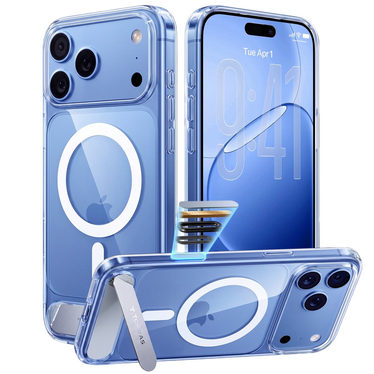 Torras Ostand L1 Case for iPhone 17 Pro Max / iPhone 18 Pro Max - Clear 