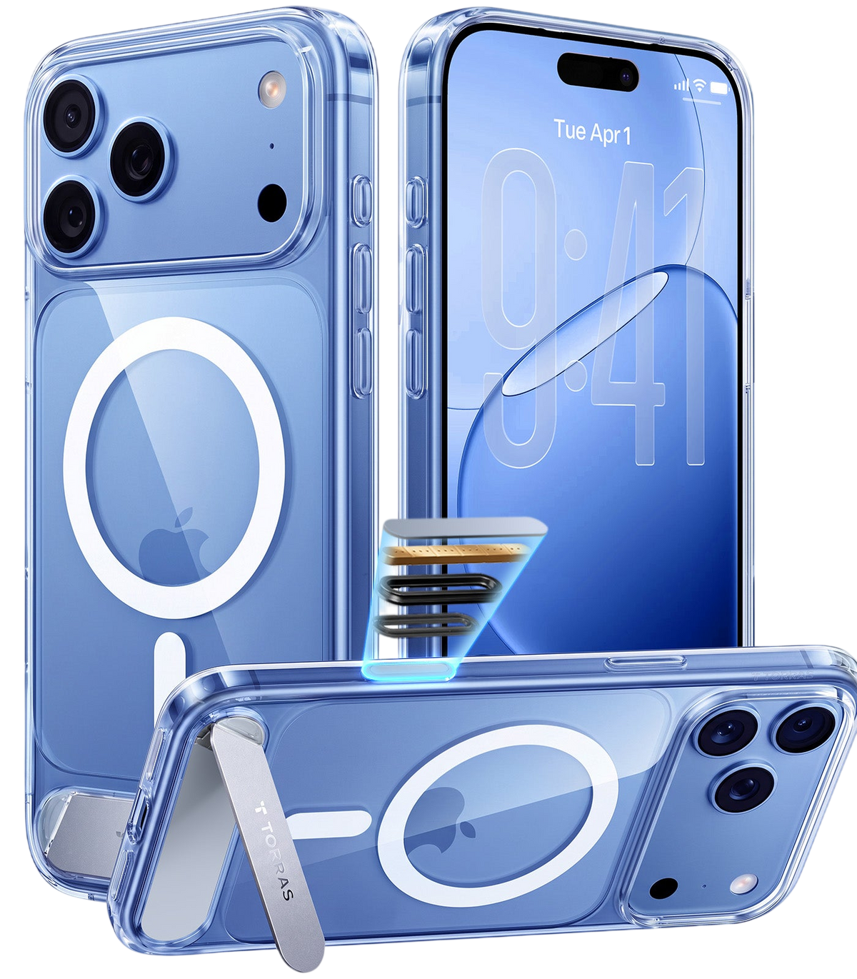 Torras Ostand L1 Case for iPhone 17 Pro Max / iPhone 18 Pro Max - Clear 