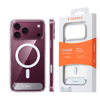 Torras Ostand L1 Case for iPhone 17 Pro Max / iPhone 18 Pro Max - Clear 