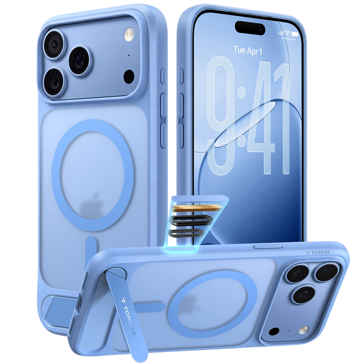 Torras Ostand L1 Case for iPhone 17 Pro / iPhone 18 Pro - Blue 