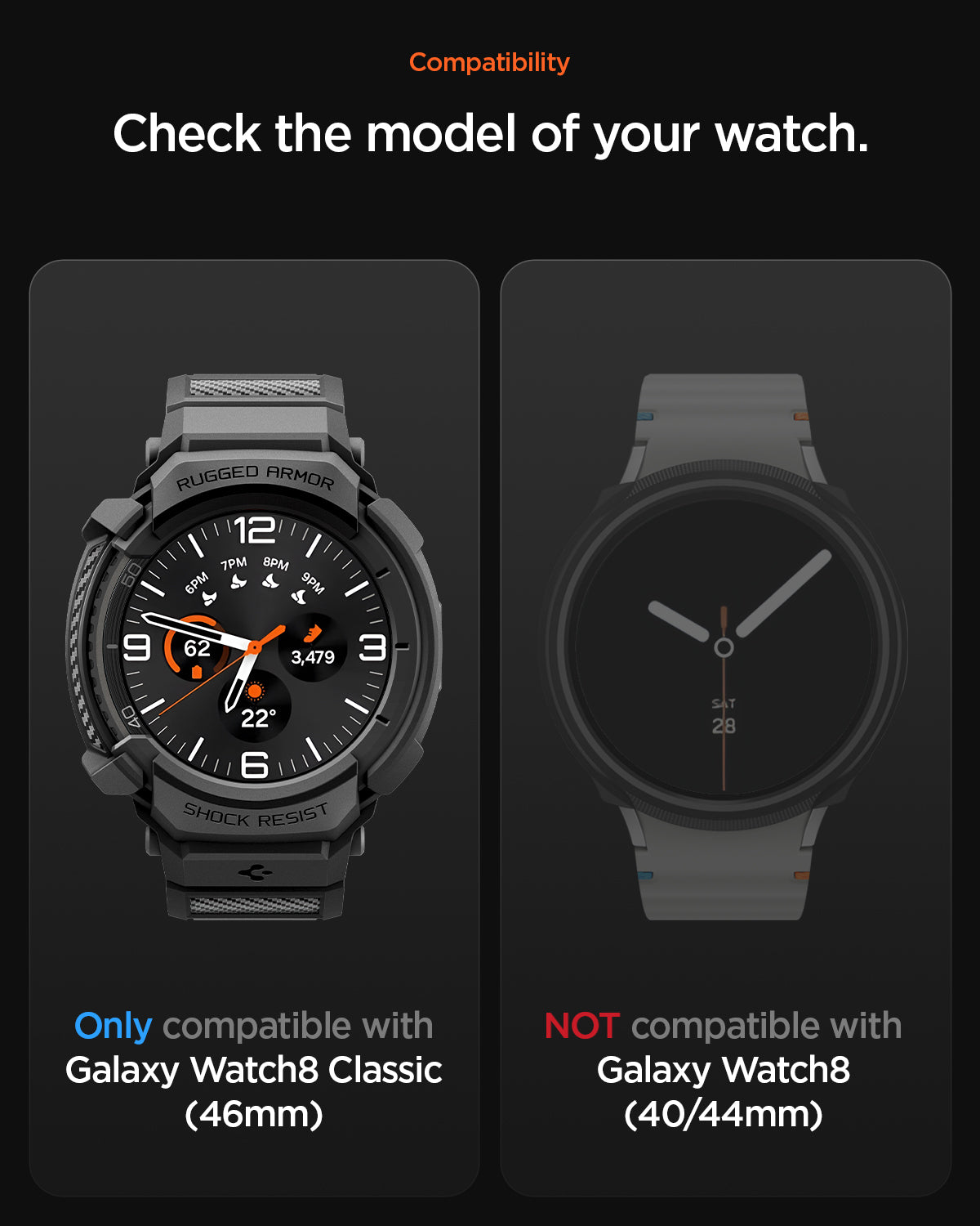 Spigen Rugged Armor Pro Band + Case for Samsung Galaxy Watch8 Classic