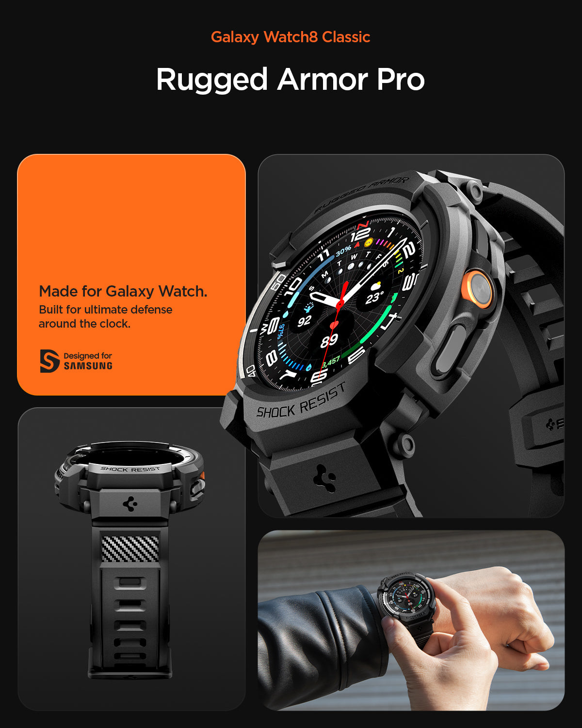 Spigen Rugged Armor Pro Band + Case for Samsung Galaxy Watch8 Classic