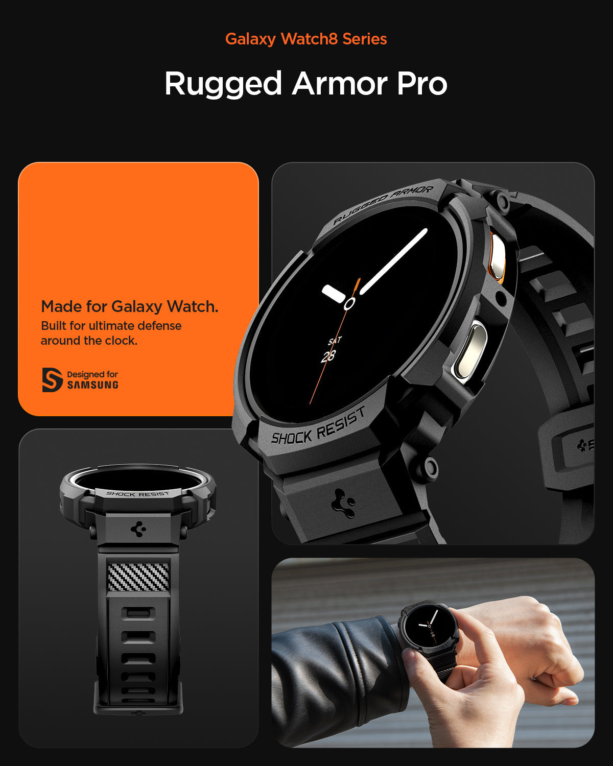 Spigen Rugged Armor Pro (Case + Band) For Samsung Galaxy Watch 8 Series 44mm