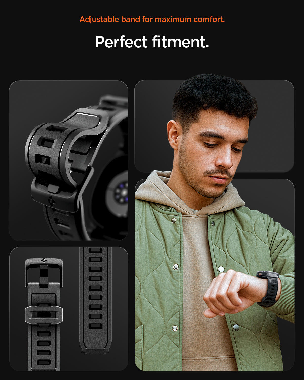 Spigen Rugged Armor Pro (Case + Band) For Samsung Galaxy Watch 8 Series 44mm