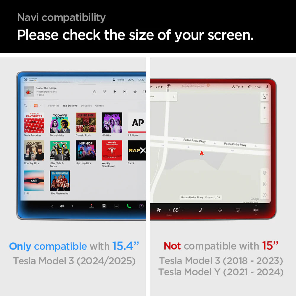 واقي شاشة مضاد للتوهج من زجاج مقسى سبجن تسلا tR رقيق (للشاشة الخلفية) عبوة واحدة - تسلا موديل 3 (2025/2024) - Y (2025)