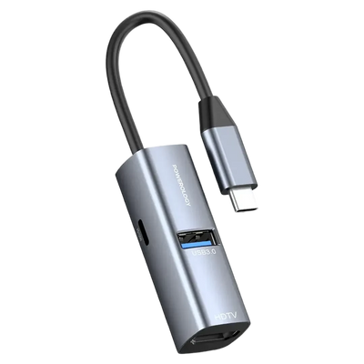 Powerology Aluminum Mini USB-C Hub - Black