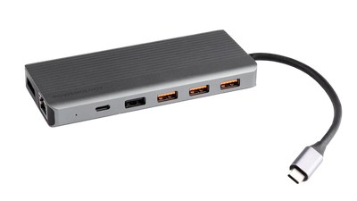 Powerology 13-in-1 Dual HDMI & DisplayPort USB-C Hub Ethernet - Gray