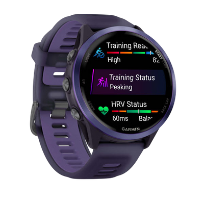 Garmin Forerunner 570 AMOLED GPS Running Smartwatch - Slate Gray Aluminium with Translucent Black Band - 47mm Indigo 