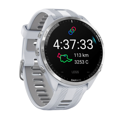 Garmin Forerunner 965 Premium GPS Running Smartwatch - Carbon Gray DLC Titanium Bezel with Black Case - White 
