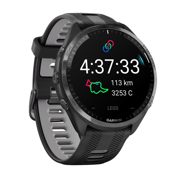 Garmin Forerunner 965 Premium GPS Running Smartwatch - Carbon Gray DLC Titanium Bezel with Black Case - Black 