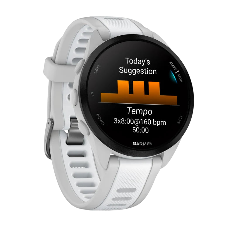 Garmin Forerunner 165 Music GPS Running Smartwatch - Mist Grey / Whitestone #color_mist-grey-whitestone