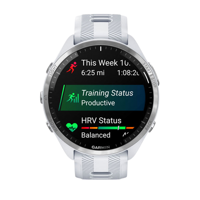 Garmin Forerunner 965 Premium GPS Running Smartwatch - Carbon Gray DLC Titanium Bezel with Black Case - White 