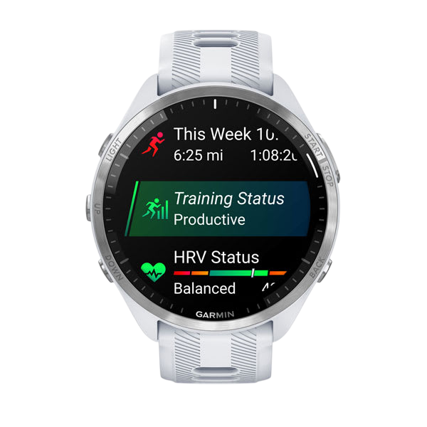 Garmin Forerunner 965 Premium GPS Running Smartwatch - Carbon Gray DLC Titanium Bezel with Black Case - White 