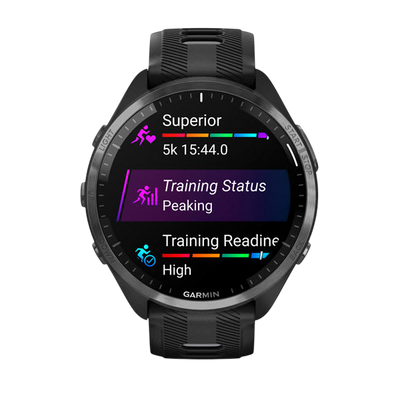 Garmin Forerunner 965 Premium GPS Running Smartwatch - Carbon Gray DLC Titanium Bezel with Black Case - Black 