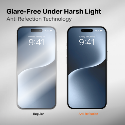 Torras OrigArmor AR Screen Protector for iPhone 18 Pro Max - Anti-Reflection glare-free comparison