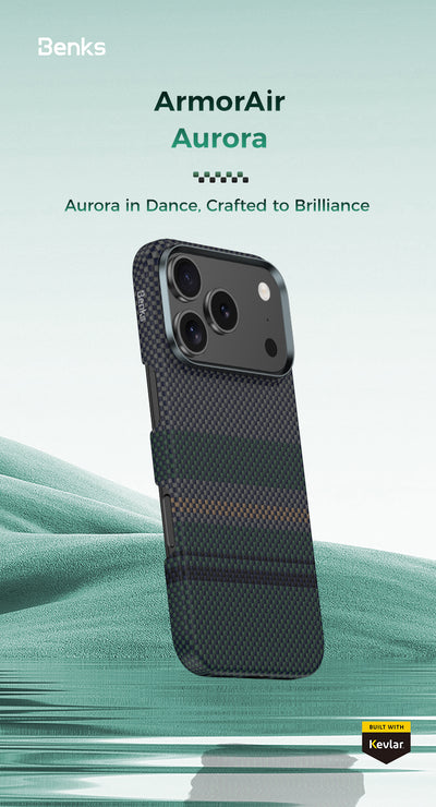 Benks Aurora ArmorAir Case built with Kevlar® for iPhone 17 Pro / Pro Max / Air - features