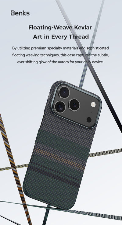 Benks Aurora ArmorAir Case built with Kevlar® for iPhone 17 Pro / Pro Max / Air - features
