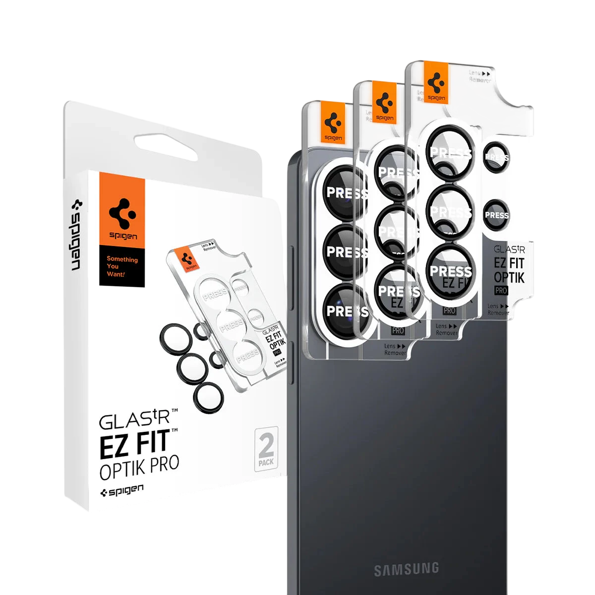Spigen Glas.tREZFit Optik Black Lens Protector for GalaxyS26 Ultra - 2 Pack
