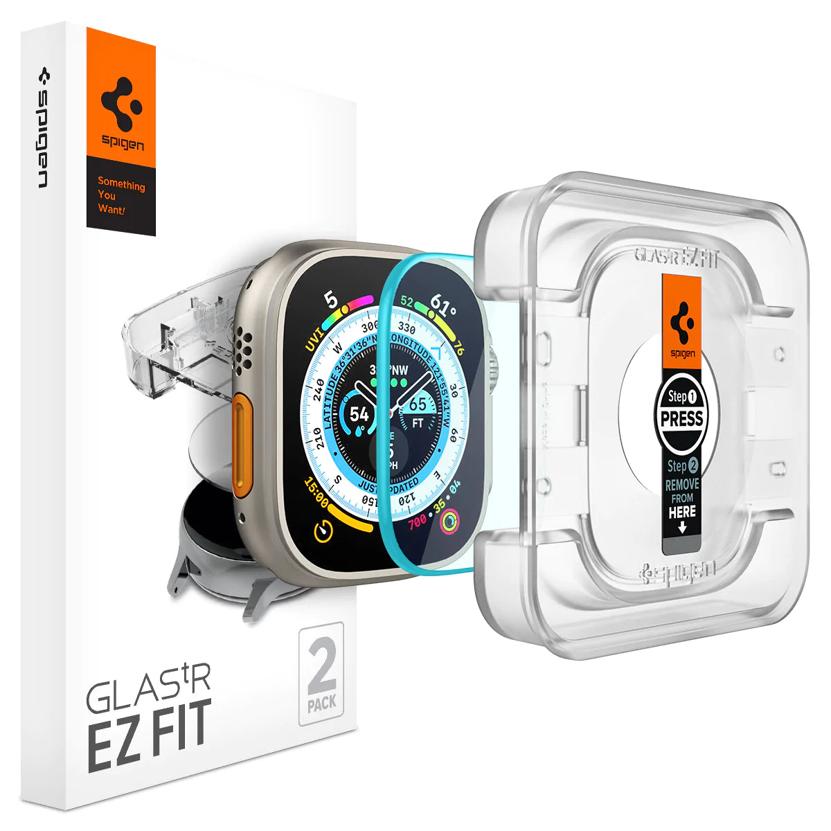 Spigen Apple Watch Ultra 2 / Ultra 1 (49mm) Screen Protector EZ FIT Glas.tR - 2 Pack