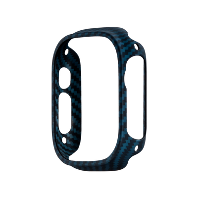 حافظة Pitaka Air لساعة Apple Ultra 2 / Ultra 1 - أسود/أزرق (نسيج قطني طويل)