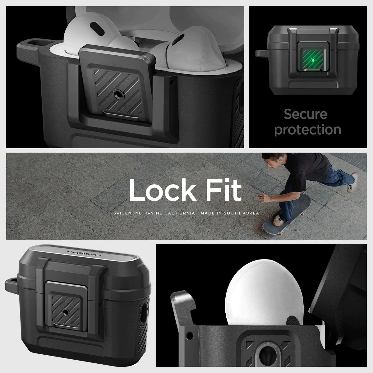 Spigen Lock Fit Case for Apple AirPods Pro 2  -  Matte Black