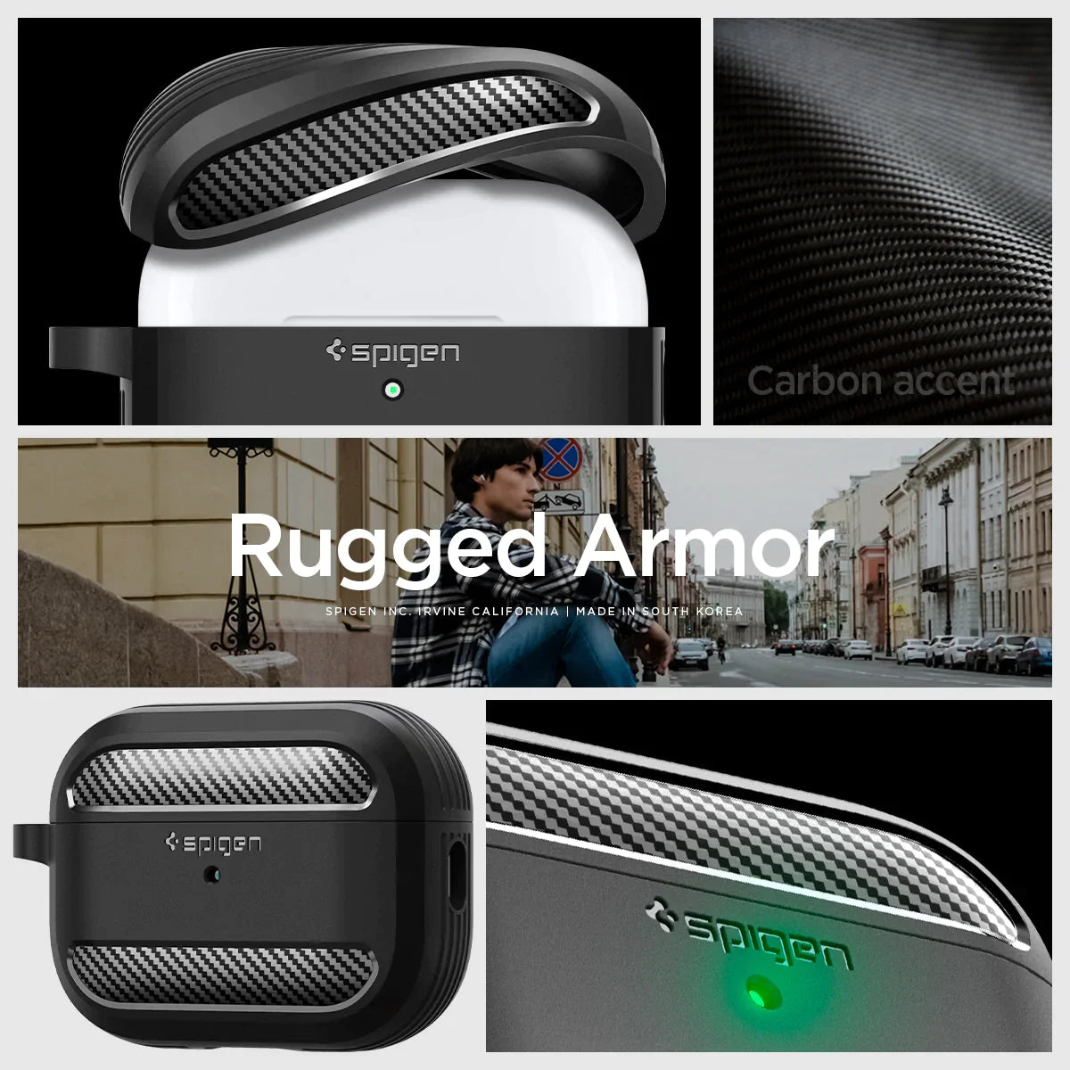 Spigen Rugged Armor Case for Apple AirPods Pro 2  -  Matte Black